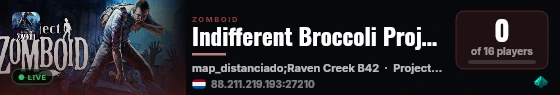 Indifferent Broccoli Project Zomboid Server live status badge