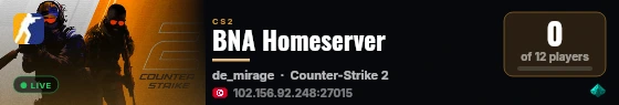 BNA Homeserver live status badge