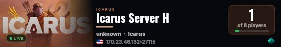 Icarus Server H live status badge