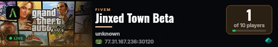 Jinxed Town Beta live status badge