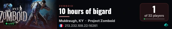 10 hours of bigard live status badge