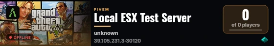 Local ESX Test Server live status badge