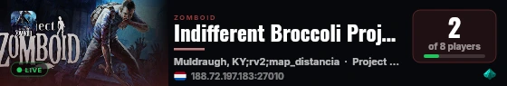 Indifferent Broccoli Project Zomboid Server live status badge