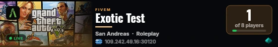Exotic Test live status badge