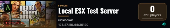 Local ESX Test Server live status badge