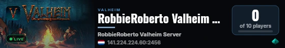 RobbieRoberto Valheim Server live status badge