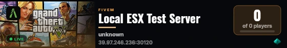 Local ESX Test Server live status badge
