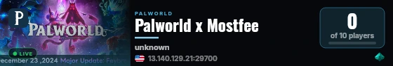 Palworld x Mostfee live status badge