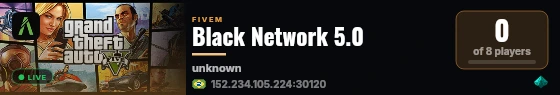 Black Network 5.0 live status badge