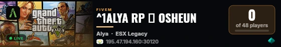 ^1ALYA RP → OSHEUN live status badge