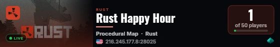 Rust Happy Hour live status badge