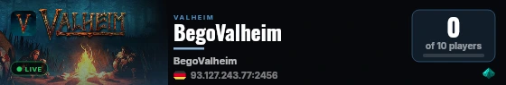 BegoValheim live status badge
