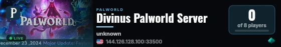 Divinus Palworld Server live status badge