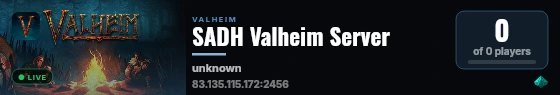 SADH Valheim Server live status badge