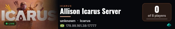 Allison Icarus Server live status badge