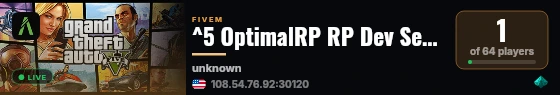 ^5 OptimalRP RP Dev Server live status badge