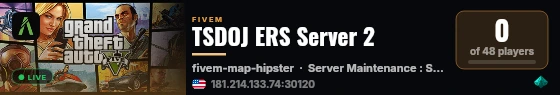 TSDOJ ERS Server 2 live status badge