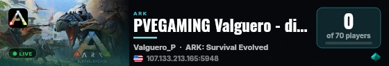PVEGAMING Valguero - discord.gg/qyfsTnr5GQ - (v361.7) live status badge