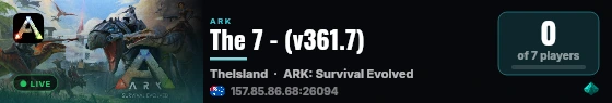 The 7 - (v361.7) live status badge