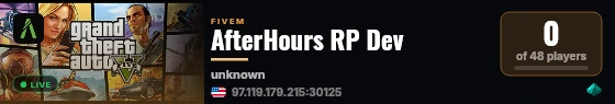 AfterHours RP Dev live status badge