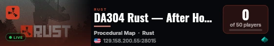 DA304 Rust — After Hours | Monthly | Vanilla | BPs Carry | NA live status badge