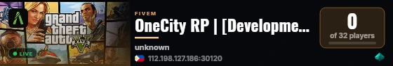 OneCity RP | [Development Server] live status badge