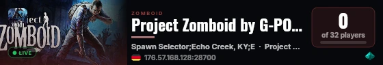 Project Zomboid by G-PORTAL.com live status badge