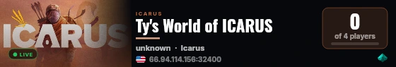Ty's World of ICARUS live status badge