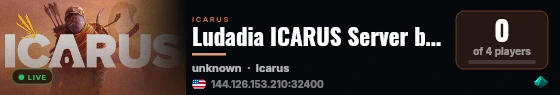 Ludadia ICARUS Server by g-portal.com live status badge