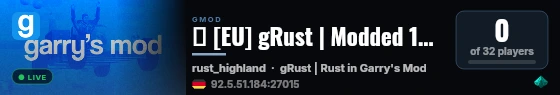 ★ [EU] gRust | Modded 1000000x Battlefield live status badge