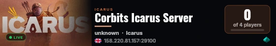 Corbits Icarus Server live status badge