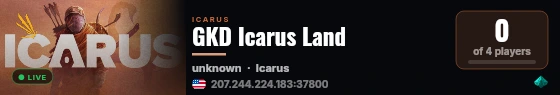 GKD Icarus Land live status badge