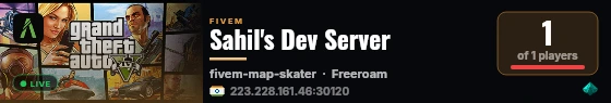 Sahil's Dev Server live status badge