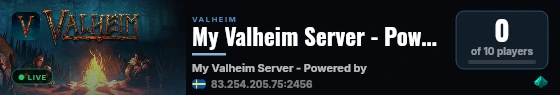 My Valheim Server - Powered by AMP live status badge