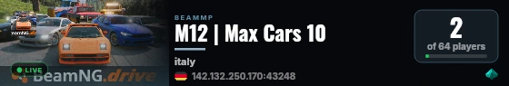 M12 | Max Cars 10 live status badge