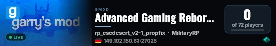 Advanced Gaming Reborn (staging) live status badge