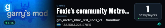 Foxie's community Metrostroi server live status badge