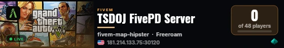 TSDOJ FivePD Server live status badge