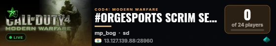 #ORGESPORTS SCRIM SERVER live status badge