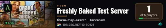 Freshly Baked Test Server live status badge