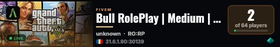 Bull RolePlay | Medium | Staff & Tx Free | discord.gg/bullrorp live status badge
