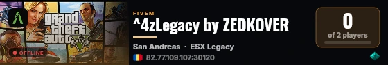 ^4zLegacy by ZEDKOVER live status badge
