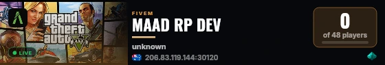 MAAD RP DEV live status badge