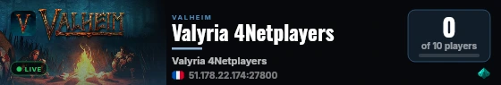 Valyria 4Netplayers live status badge