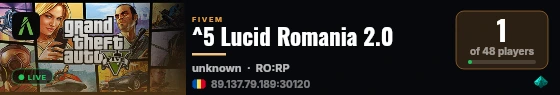 ^5 Lucid Romania 2.0 live status badge