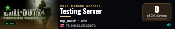 Testing Server live status badge