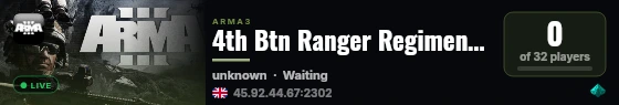 4th Btn Ranger Regiment - Main Server live status badge