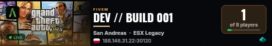DEV // BUILD 001 live status badge
