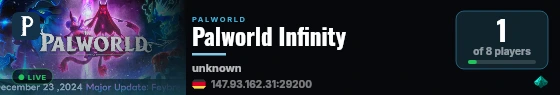 Palworld Infinity live status badge