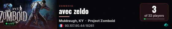 avec zeldo live status badge